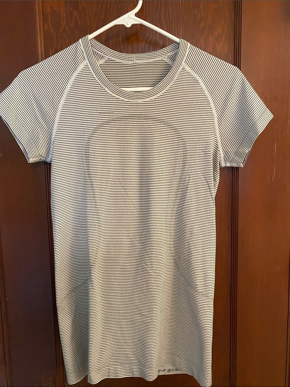 lululemon athletica Black & White Striped Short Sleeve Tee